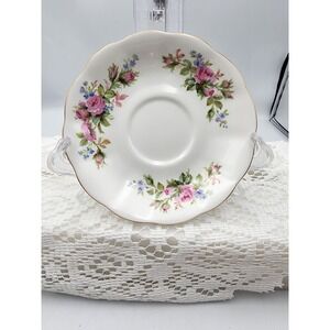 Royal Albert Moss Rose Bone China Saucer England Pink Floral Gold Trim Scalloped